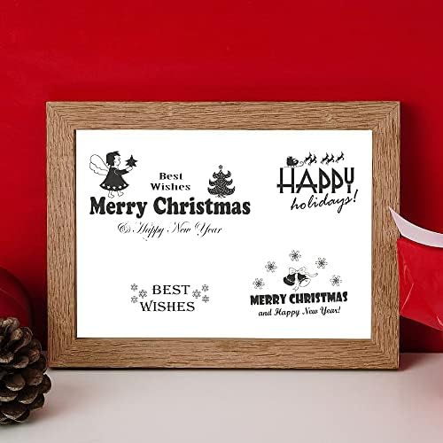 Merry Christmas Greeting Words Clear Stamps for Card Making and Photo Album Decorations, Christmas Elk Tree Silicone Stamps Winter Snowflake Transparent Rubber Stamps Seal for Xmas DIY Scrapbooking Supplies