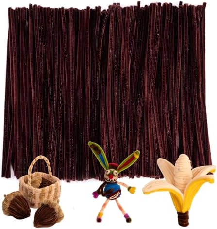 Caydo 200 Pieces Brown Pipe Cleaners Craft Chenille Stems for DIY Art Creative Crafts Party Decorations (12 Inch x 6 mm)