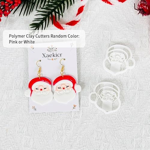 Xaekicr Christmas Santa Polymer Clay Cutters Set – Clay Earring Cutters for DIY Earrings – Cute Holiday Face Clay Molds – Polymer Clay Tools for Jewelry Making
