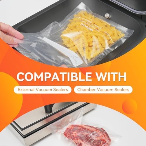 Wevac Vacuum Sealer Bags, Quart 8"x12" 200 Count, Pint 6"x10" 100 Count