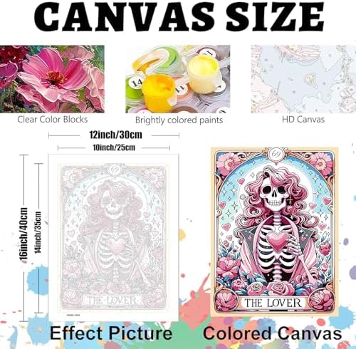 GOUOYANA Paint By Numbers Kit for Adults-Skull THE Lover Funny Canvas | Adult Paint by Number Kits on Canvas for Painting DIY Skull THE LOVER Painting Art by Numbers for Home Wall Art Gift12X16in