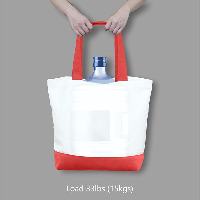 TOPDesign 1-Pack Super Strong Large 12oz Cotton Canvas Tote Bag, Reusable Grocery Shopping Cloth Bag, Fashionable Two-Tone Tote for Crafts, DIY Your Creative Designs