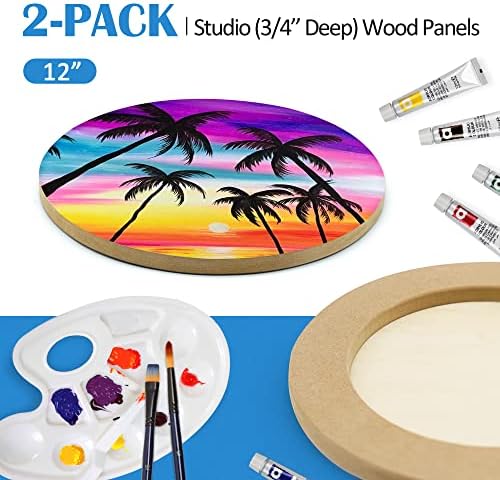 Falling in Art 2 Pack 12'' Unfinished Round Birch Wood Panels