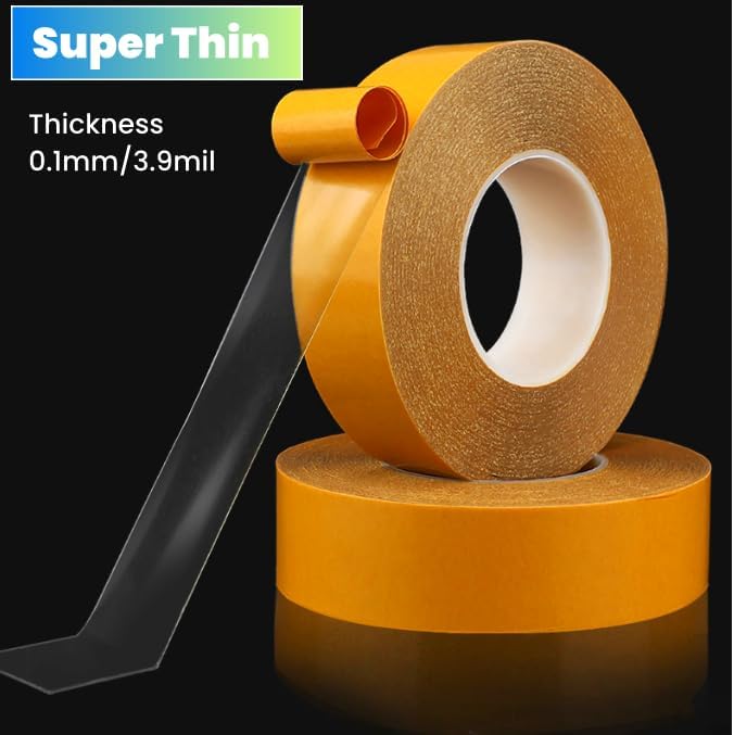Ultra Thin Clear PET Double Sided Tape 1” x 82 Ft Strong Adhesive Removable No Residue Double Sided Transparent Mounting Tape for DIY Crafts Office Home Decoration Industrial Fixing