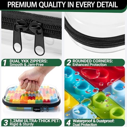 YQBRAO Clear Hard Shell Zipper Cases, 6 Multi-Size Organizers, Black