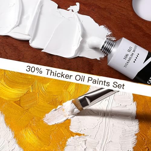 rubens Oil Paint Set 2oz 6 Count Titanium White Oil Paint for Canvas | Professional Oil Paints with Thicker Creamy Texture, High Saturation, Large Tubes Art Supplies for Adult, Artists, Beginners