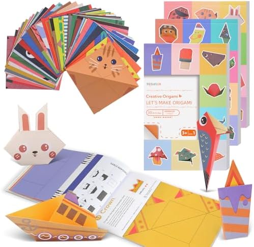 Origami Paper for Kids Ages 5-8,8-12, Double Sided Origami Kit 90 Patterns, Easy Fold Beginner Set with Guide Book, Summer Indoor & Classroom Crafts /DIY Birthday Holiday Gifts for Boys Girls