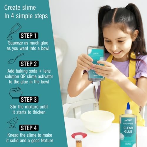 EXTRIC Clear Glue Washable Liquid 16 OZ, 2 PK Slime Glues & Art Crafts