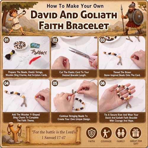 Soulchen 1120 Pcs/24 Sets David and Goliath Crafts Kit Beads Bracelets Vbs