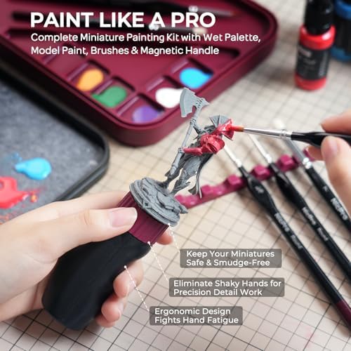 Nicpro All-in-One Miniature Painting Kit with 18 Model Paints & Wet Palette