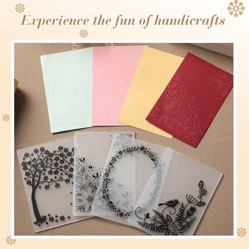 8 Pcs Geiseralie Embossing Folders for Card Making,Natural Style