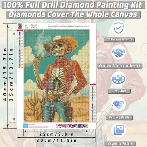 KICHANG Skull Diamond Art Kits for Adult Diamond Painting Kit for Beginner