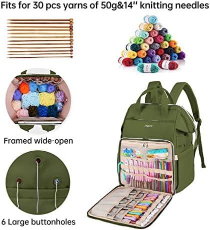 Leudes Crochet Bag Backpack for Yarn Storage Tote Travel Large Knitting Bag