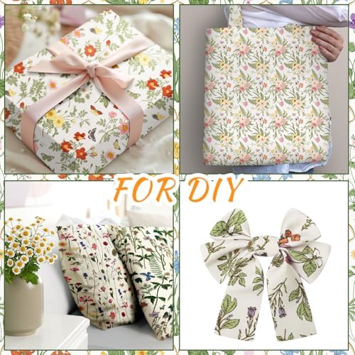 HunnmingRe 20 Pcs 10''x10'' Wildflower Quilting Fabric Square Wildfloral Precuts Quilted Fabric Bundle Flower Butterfly Printed Sewing Material for Spring Summer Holiday Patchwork DIY Craft Supplies