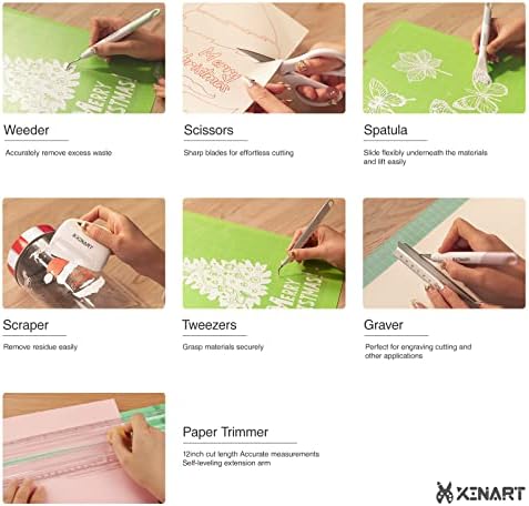 Xinart Paper Trimmer Tool Set A4 Craft Paper Cutter Weeding Tool Set Craft Knife/Weeder/Scraper/Spatula/Tweezers/Scissors Basic Tool Kit for Vinyl, Paper, Coupon, Label, Photo and Cardstock