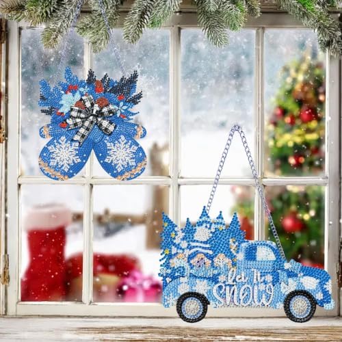 VeGuude 3Pcs Christmas Diamond Art Kits for Adults,Acrylic Hanging Ornament