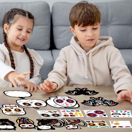 Haooryx Day of The Dead Sugar Skull DIY Magnet Stickers Paper Craft Kit