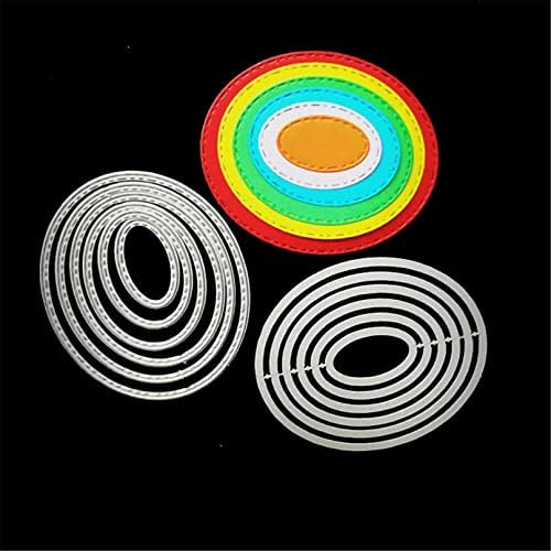 Scrapbooking Die-Cuts, Layer Frame Net Set Metal Cutting Dies for Card Making, Paper Craft Template, Background Embossing Stencils, DIY Album Décor (6 Pack Ovals-11x8.7cm)