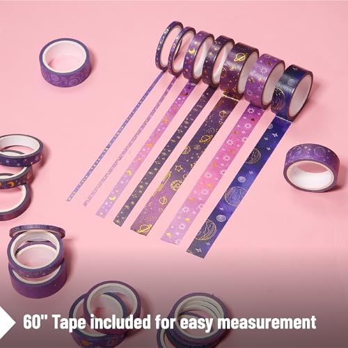 Mr. Pen- Washi Tape Set, 21 Rolls, Assorted Sizes, 5.5 Yards/Roll | Washi Tape for Scrapbook, Arts, Crafts, Journals and Planners, Outer Space Design