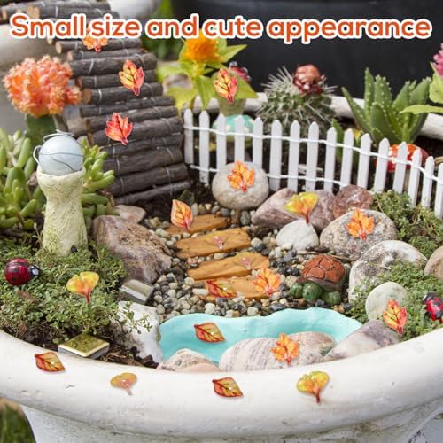 210pcs Mini Fall Leaves, 5 Styles Resin Funny Miniature Leaves for Crafts