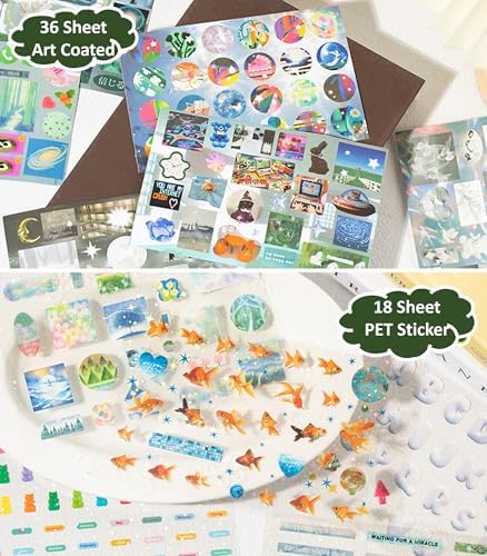 72 Sheets Japanese Sticker Book for Scrapbook Junk Journal (Lightdream)