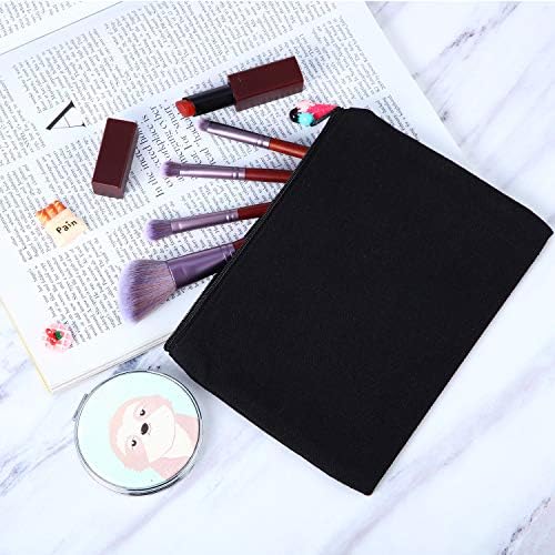 Gejoy 10 Pack Blank Canvas Cosmetic Bags Zipper Pouch DIY,L,Black