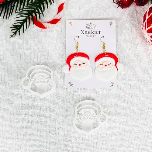 Xaekicr Christmas Santa Polymer Clay Cutters Set – Clay Earring Cutters for DIY Earrings – Cute Holiday Face Clay Molds – Polymer Clay Tools for Jewelry Making
