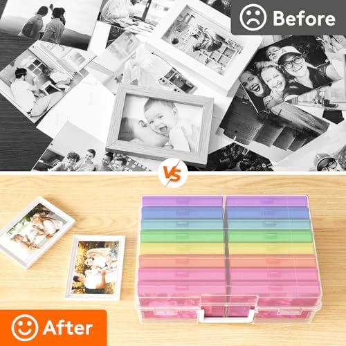 Lifewit 16 Pcs Photo Storage Box for 4"x 6" Pictures, Acid-Free, Multicolor