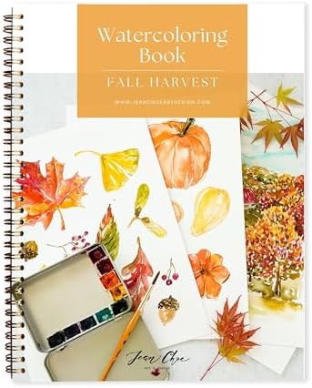 Fall Watercolor Workbook for Beginners – Pre-Outlined Autumn Designs on 300gsm Cold Press Paper, Step-by-Step Instructions & Online Videos – Spiral Bound DIY Art Book for Adults & Teens