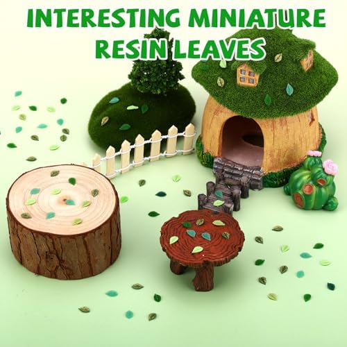 210pcs Green Mini Leaves, Resin Funny Miniature Leaves for Crafts