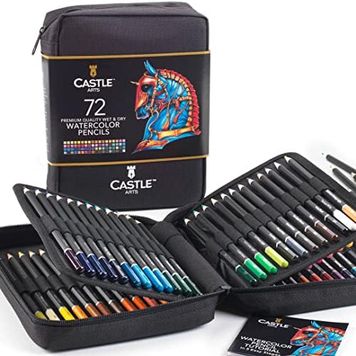 Castle Art Supplies 72 Watercolor Pencils for Adults - With Zip Case