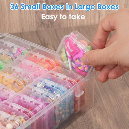 Bead Organizer Box 36 Pcs Small Clear Plastic Containers for Craft Jewelry
