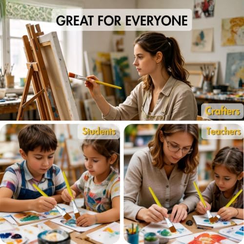 Flat Paint Brush Set 20 Pcs, 1 Inch Handmade Flat Brushes for Artists, Large Acrylic Paint Brushes for Acrylic Oil Watercolor Painting, Big Oil Paint Brushes & Body Art Tool for Rock Painting (20 Pcs)