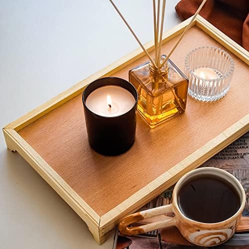 SHOWIN Thick Candle Jars for Making Candles 20 Pcs, 7 OZ Empty Jars with Wood Lids for Candle Making, Sample Container, Matte Black