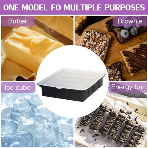 Silicone Butter Mold with Lid - Non-Stick Butter Tray for Making 4 Butter Sticks - Silicone Butter Mould Container Forms for Making Herb Butter Candles Baking Cookies-Smart Kitchen Gadget (Black)