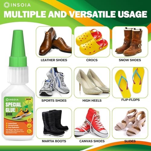 INSOIA Super Shoe Glue Clear, 20g, Strong Sole Repair, with Precision Tips