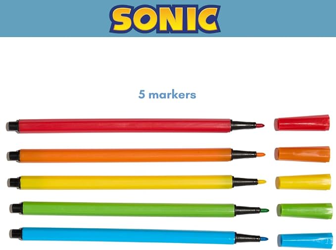 Sonic The Hedgehog Sketchbook for Kids with Washable Markers, 86 Blank Pages Spiral Bound, Sonic and Shadow