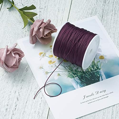 100 Yards 0.8mm Braided Nylon Crafting Thread Chinese Knotting Beading String Macrame Cord Rope for Necklace Bracelet Jewelry Craft Making, Purple