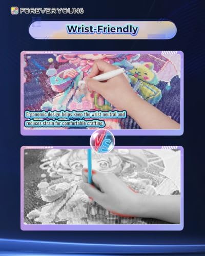 forever young Ergonomic Diamond Painting Pen with 4 Tips, Wrist-Friendly