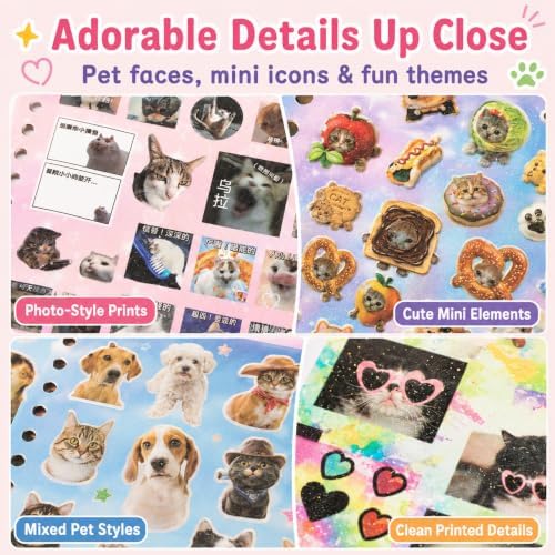 1000+Cat Sticker Book Kawaii Heisei Retro Stickers for Journaling Y2k Cute Scrapbook Stickers