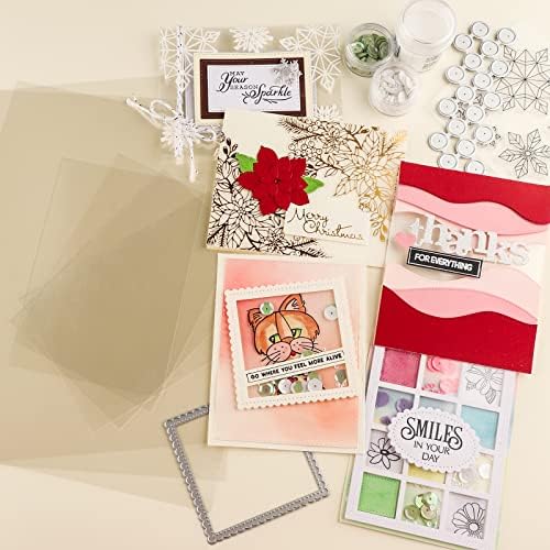 50 Pcs4.3x6.3inch Heat Resistant Clear Acetate Sheets for Embossing and Stamping for Shaker Cards Window Plastic Sheets DIY Scrapbooking Handmade Shaker Cards Album Photo Frame Accessories Anti-stati
