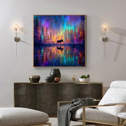 APTDYIGL 5D Fantasy Landscape Diamond Painting Kits for Adults Beginner,DIY Forest Deer Diamond Art Kits for Adults,Round Full Drill Diamond Dots with Gem Art Kits,Home Wall Decor 13.7X13.7inch