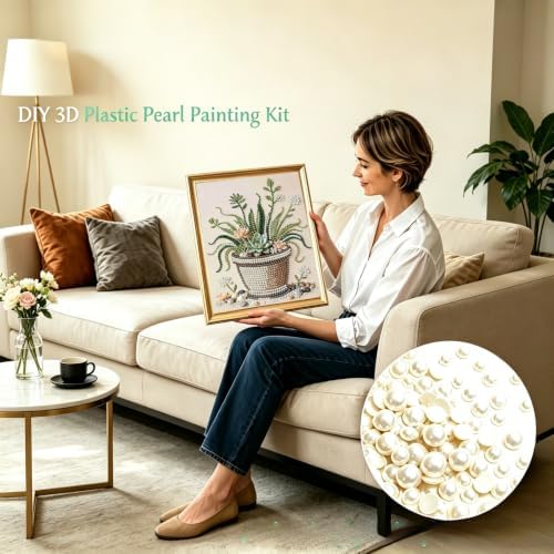 Plant Pearl Painting Kits for Adults, Diamond Art Painting 12x16In