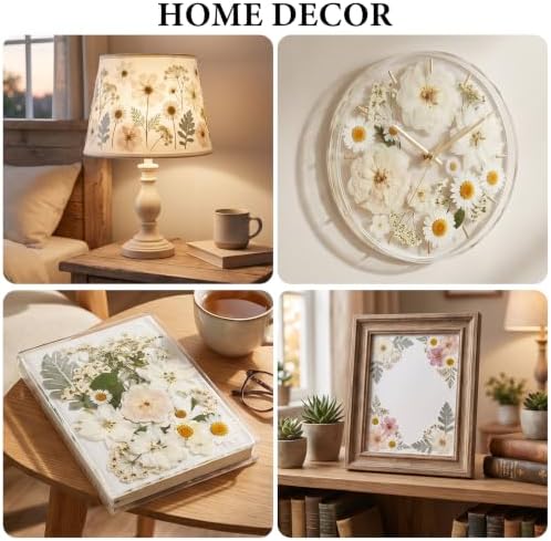 NESCCI 83 Pcs Dried Flowers for Crafts,Real Natural Dried Pressed Flowers in Soft Yellow, White & Pink Tones for Resin,Used for Scrapbooking DIY Art Crafts Candle Soap Making Nails Décor