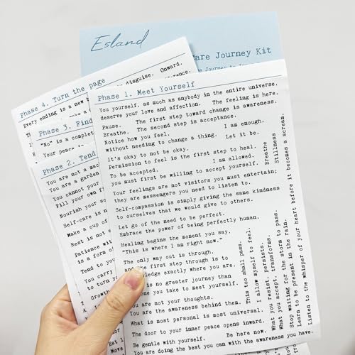 The Self-Care Journey Stickers Kit - Vintage Typewriter Style Journal Stickers for Women, Mental Wellness & Mindfulness - 4-Page A5 Set for Anxiety Relief, Self-Love, Water Bottle, Planner