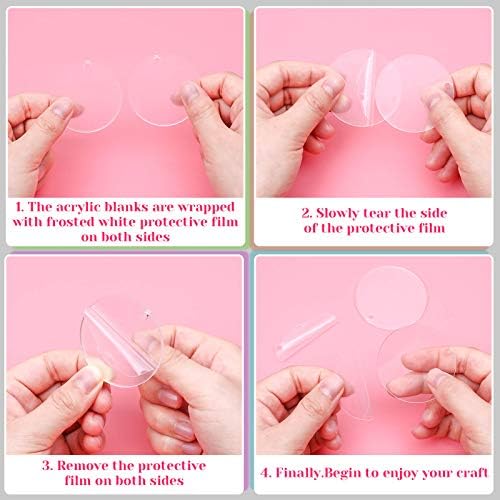 Audab Acrylic Keychain Blanks (108 pcs) - Including Acrylic Ornament Blanks, Gold Key Chain Rings and Jump Rings for DIY Projects