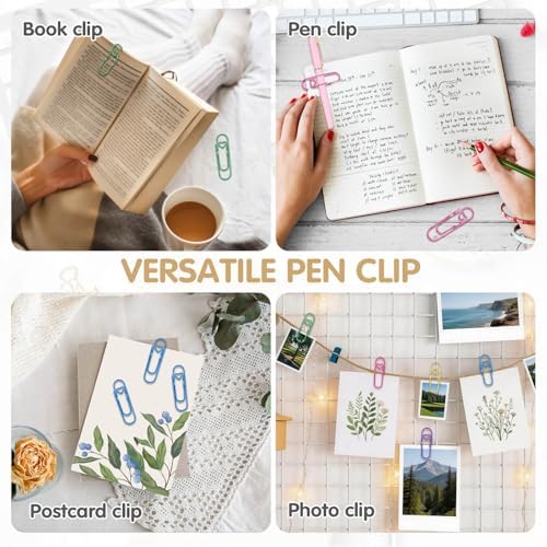 15PCS Paper Clip Pen Holder for Notebook, Metal Pen Clip Holder