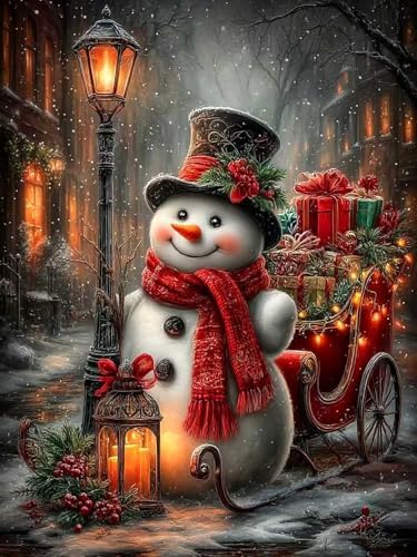 ijbnhd Christmas Snowman Diamond Art Kits for Adults 12x16in