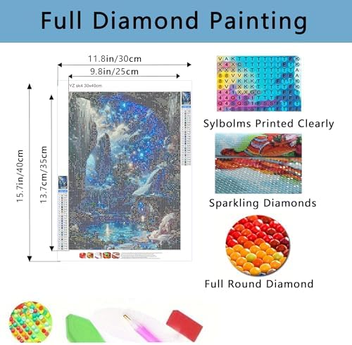 SHONGSHU Diamond Art Kits for Adults-Colorful Starry Forest Landscape Diamond Painting Kits for Adults Beginners, 5D DIY Full Drill Round Rhinestone Gem Art Crafts Paintings for Home Wall Decor (SK4)
