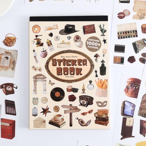 Washi Stickers Set Vintage Aesthetic Sticker Book for Journaling, DIY Decorative Paper Sticker Decals for Bullet Journal Art Scrapbooking Diary Card Craft Gift Album (Aesthetic Style 5)
